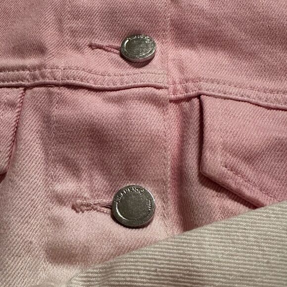 BlankNYC Pink Dip-Dyed White Twill Drop Shoulder Trucker Jacket Medium NEW - Picture 7 of 10